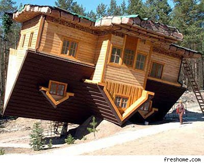 The upside-down house really